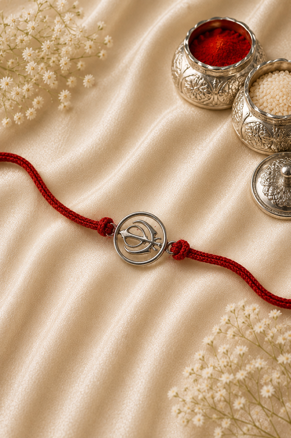 925 Sterling Silver Khanda Rakhi