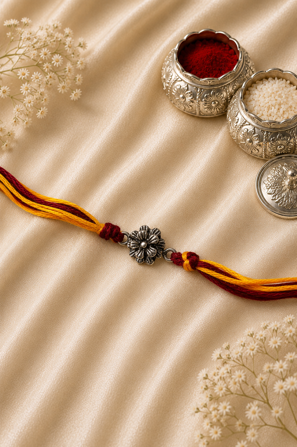 925 Sterling Silver Floral Rakhi