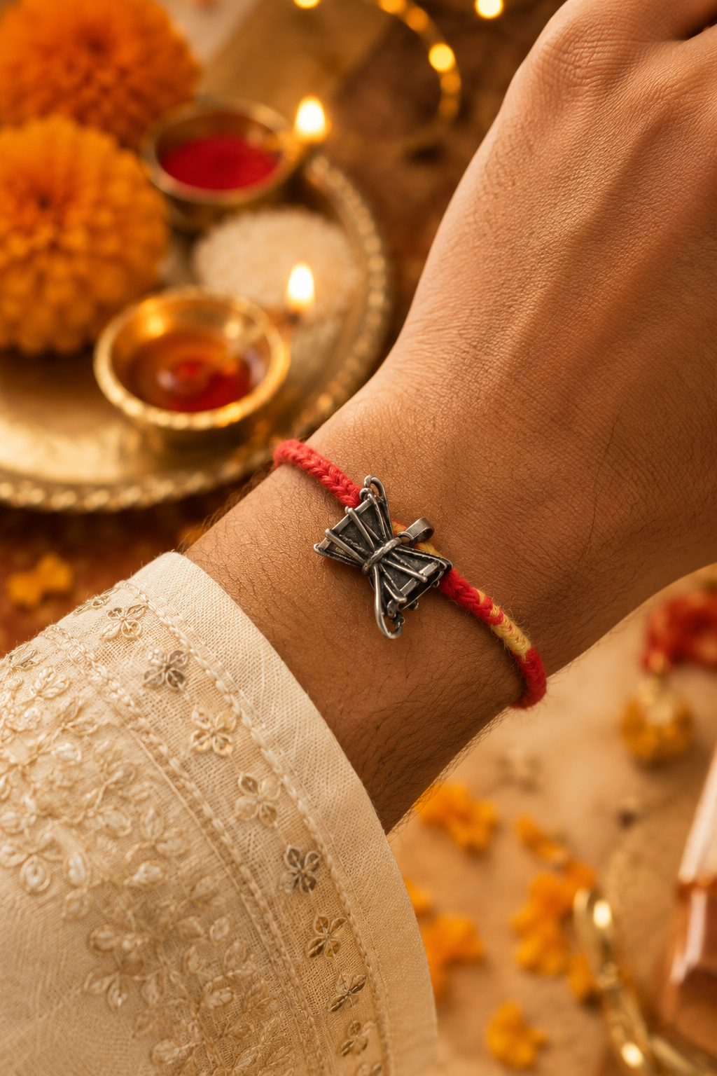 925 Sterling Silver Damru Rakhi