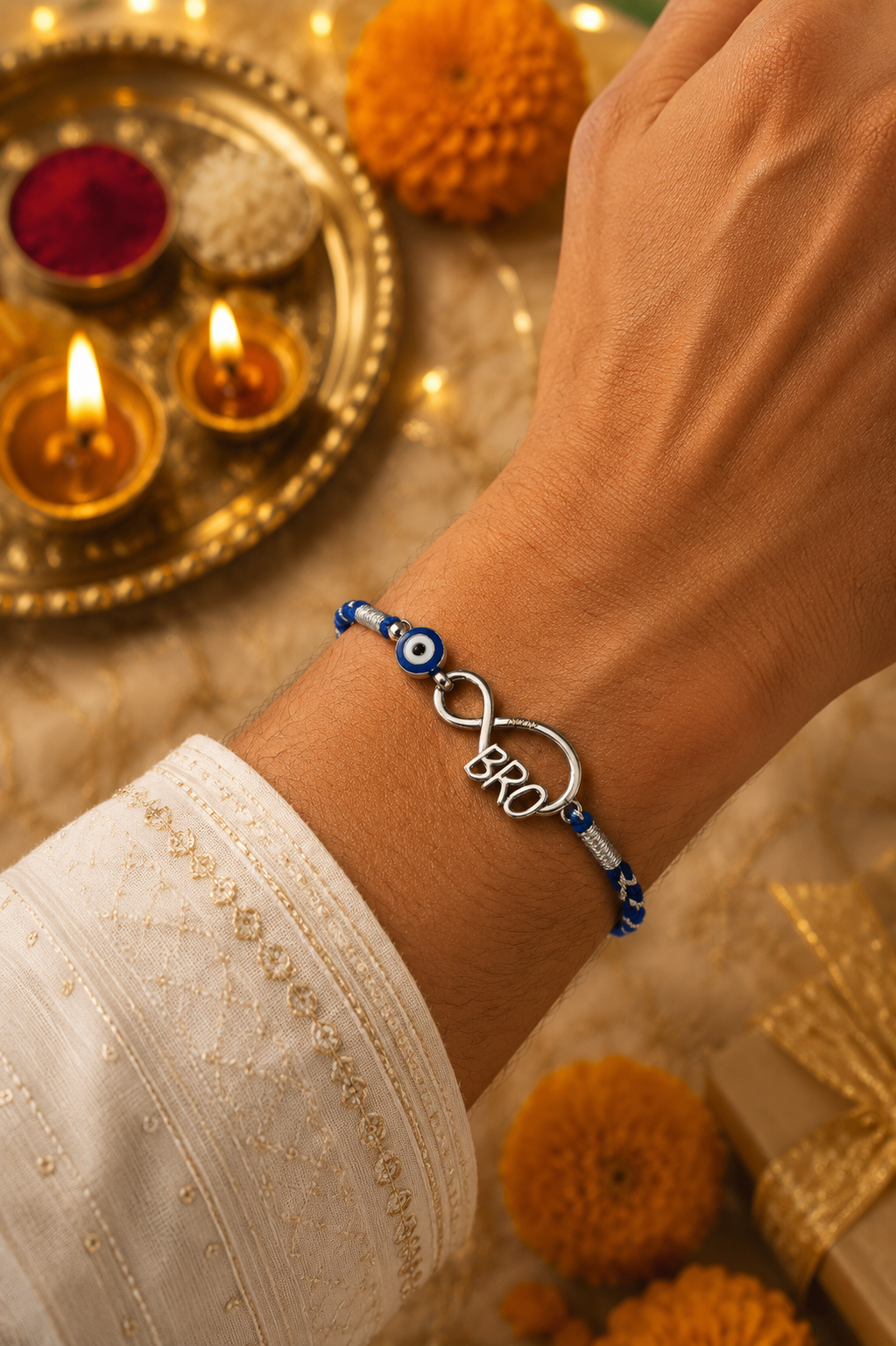 925 Sterling Silver Infinity Evil Eye Silver Rakhi