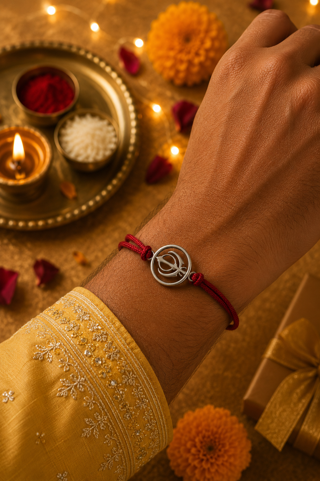 925 Sterling Silver Khanda Rakhi