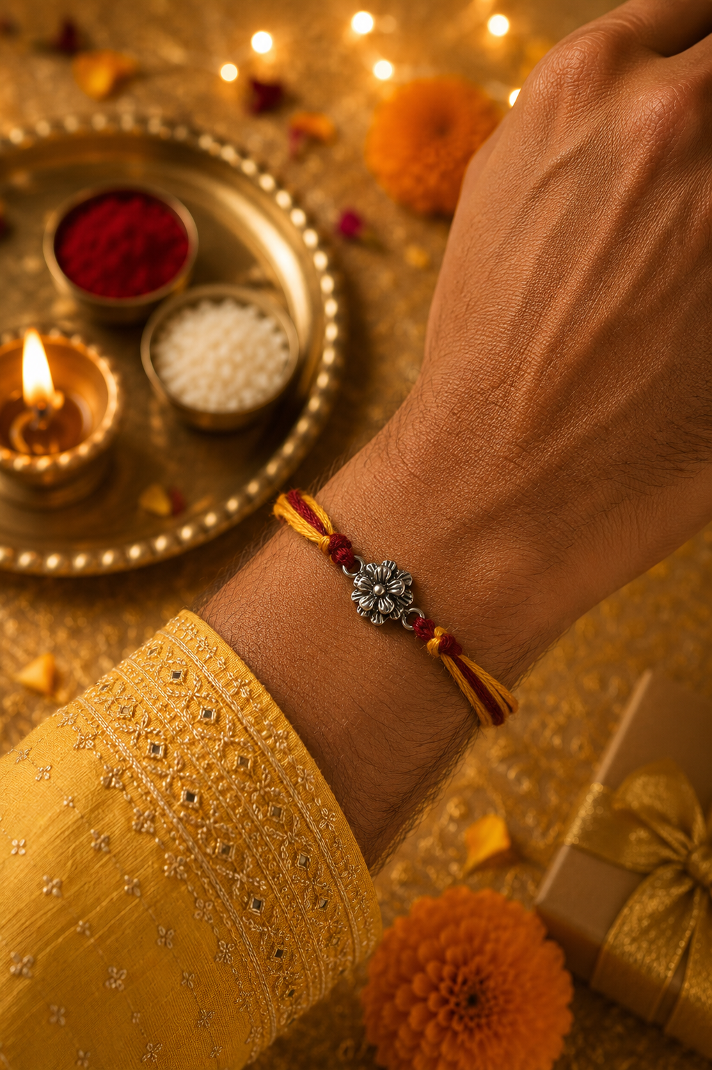 925 Sterling Silver Floral Rakhi