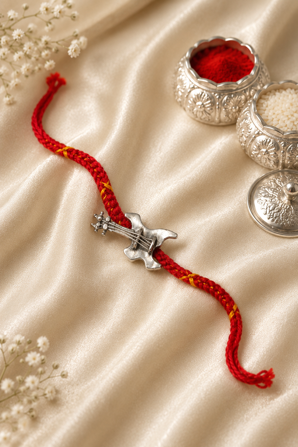 925 Sterling Silver Guitar Rakhi