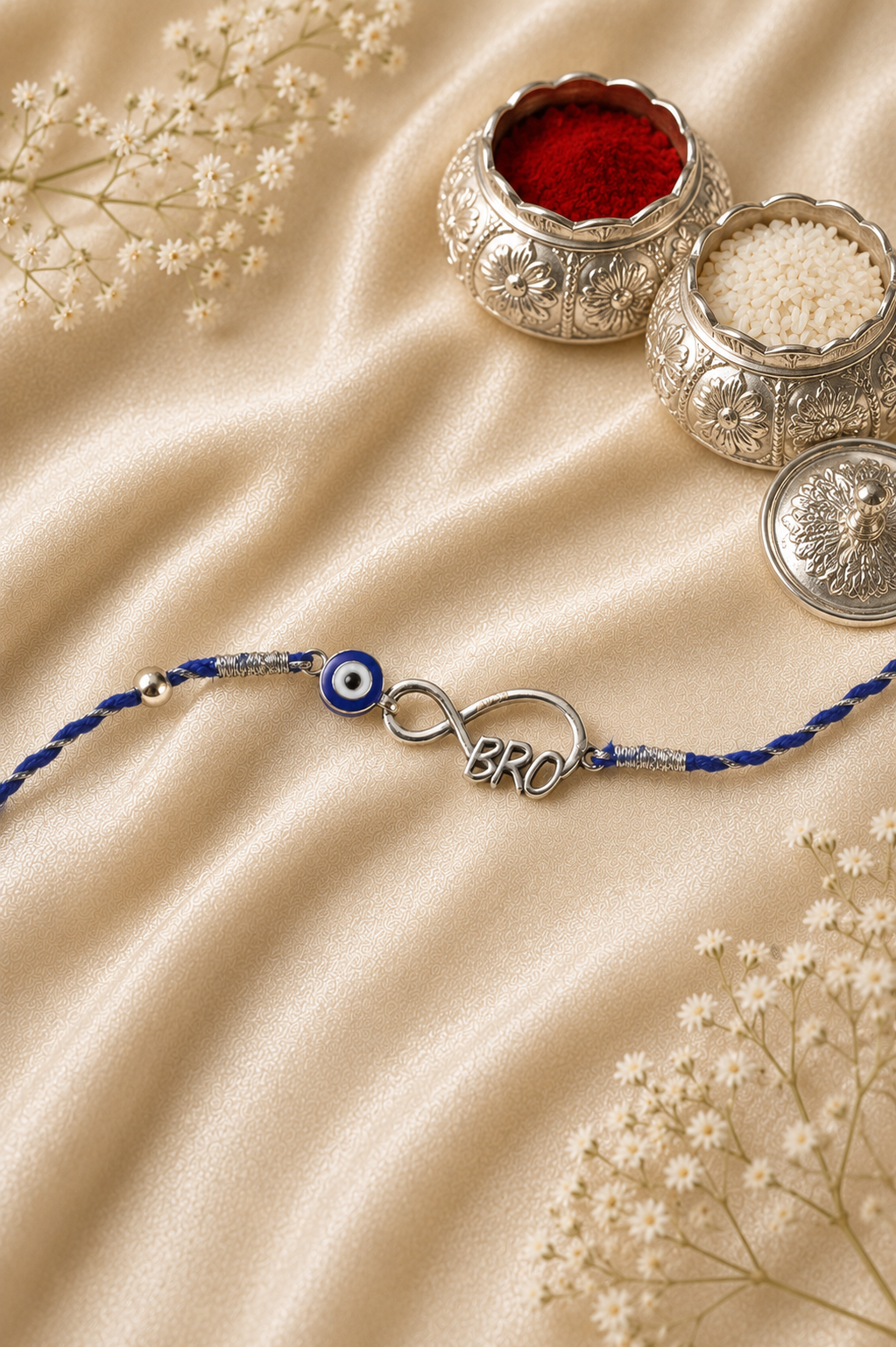925 Sterling Silver Infinity Evil Eye Silver Rakhi