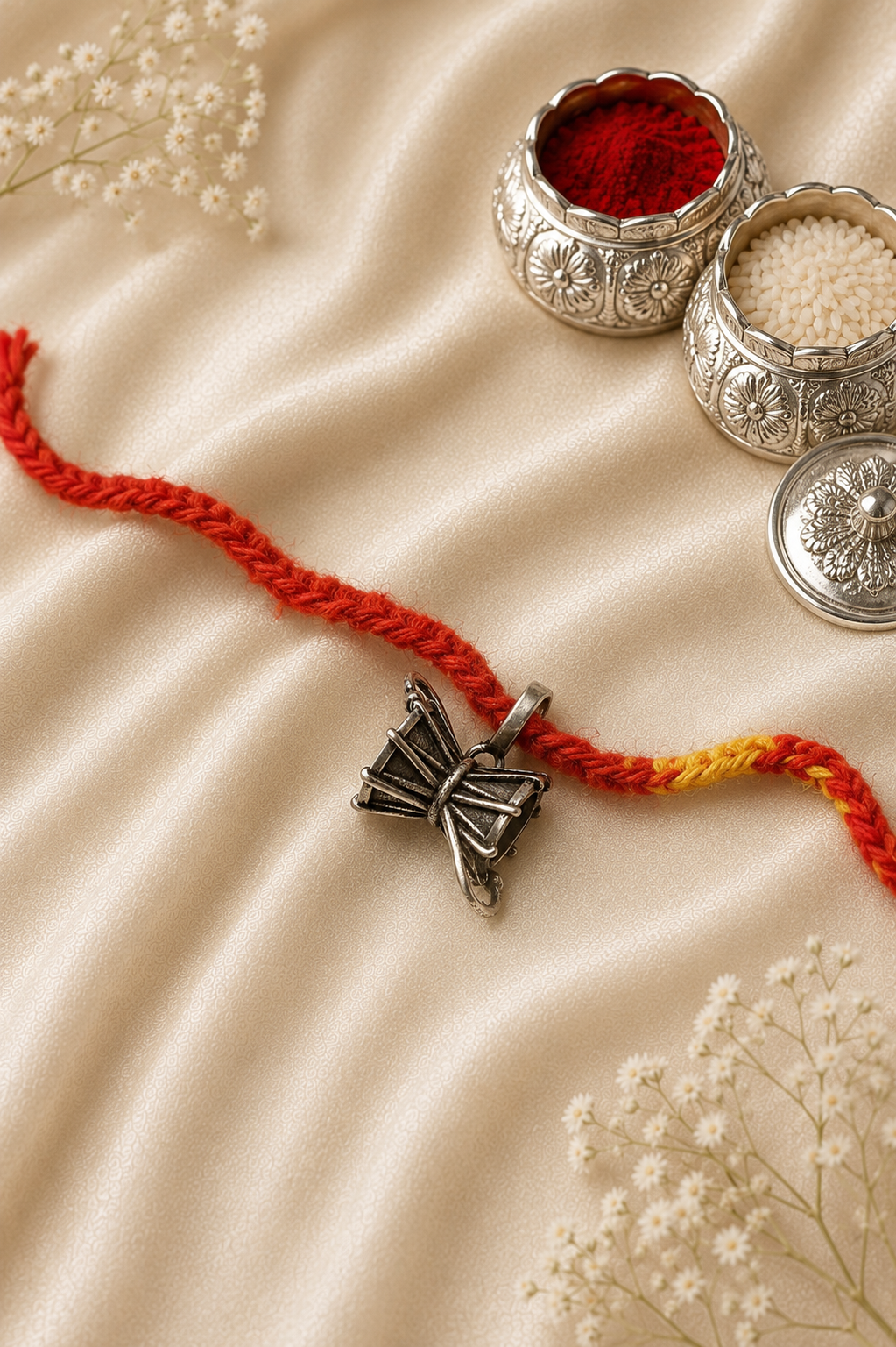 925 Sterling Silver Damru Rakhi