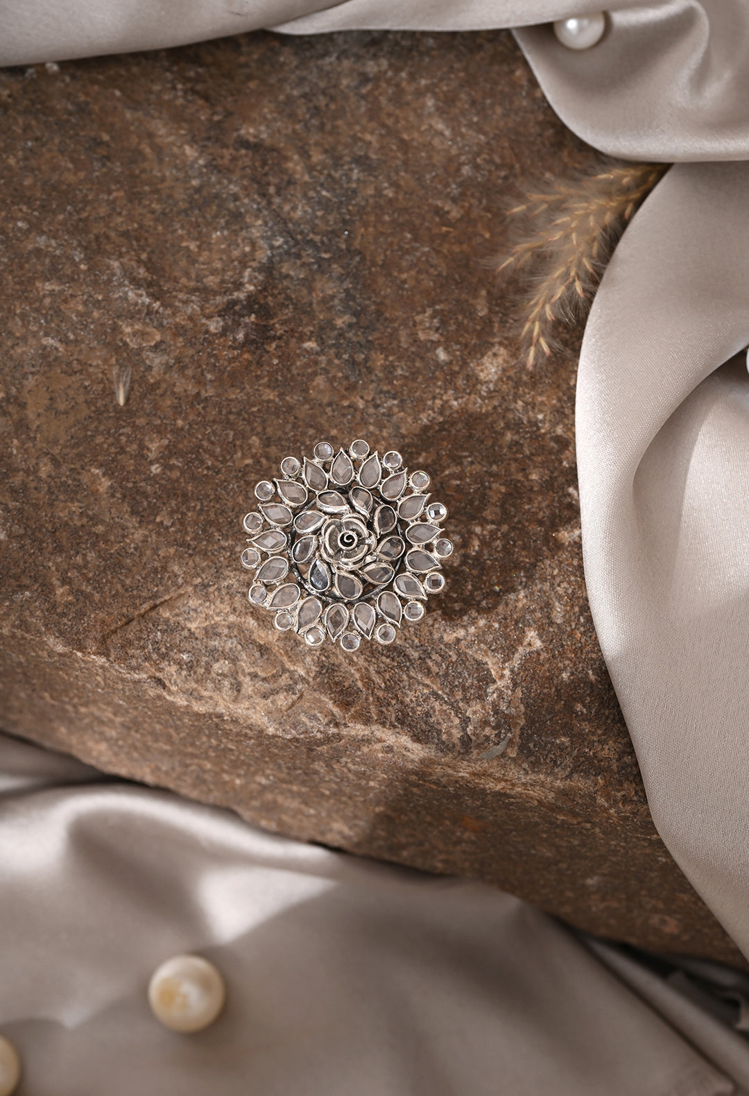 Rose Cut Floral Statement Ring