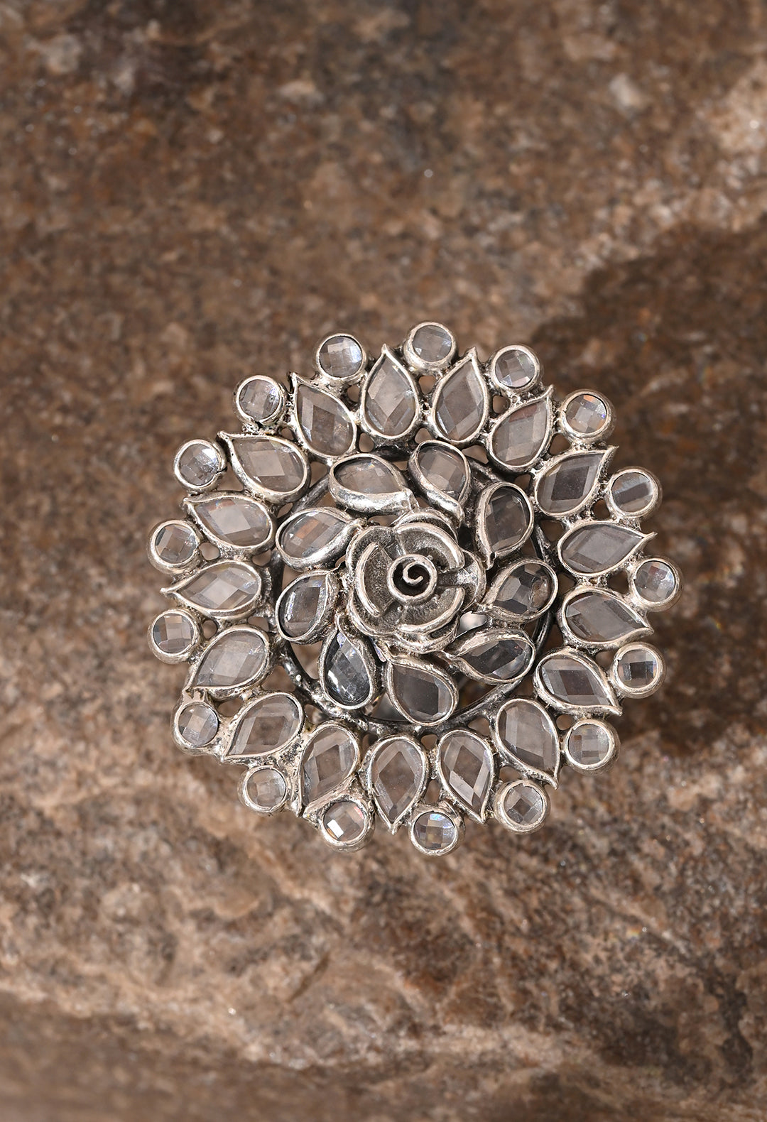 Rose Cut Floral Statement Ring
