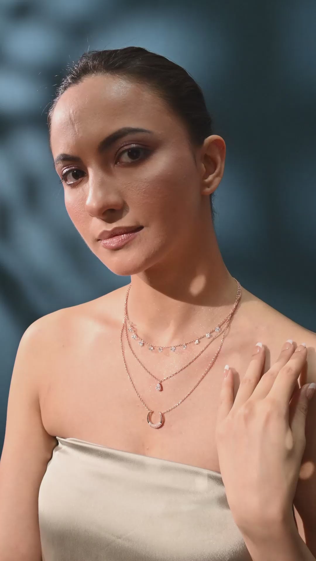 Triple Chain Necklace with Small pendants